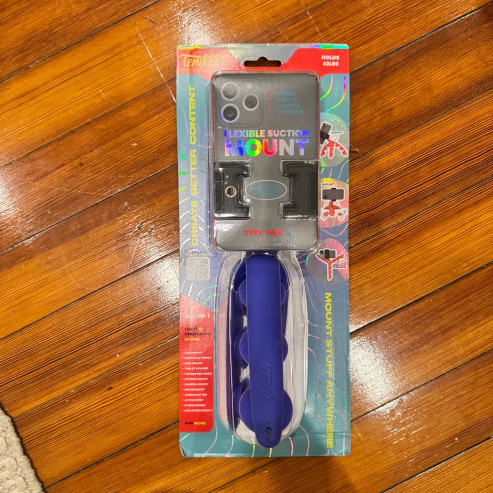 NEW Tenikle Pro Flexible Tripod Bendable Suction Cup Camera & Phone Mount- Blue